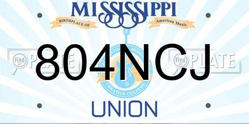 804NCJ Mississippi License Plate