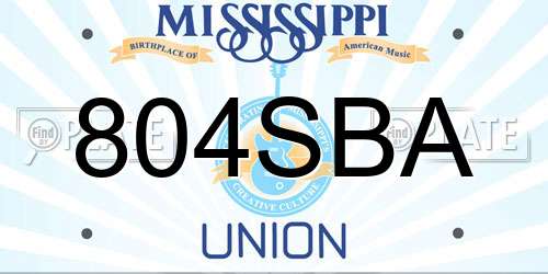 804SBA Mississippi License Plate