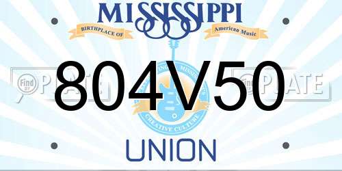 804V50 Mississippi License Plate