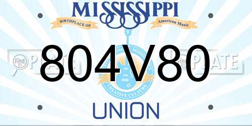 804V80 Mississippi License Plate