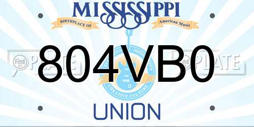 804VB0 Mississippi License Plate
