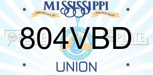 804VBD Mississippi License Plate