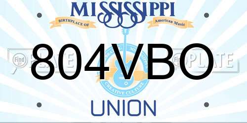 804VBO Mississippi License Plate