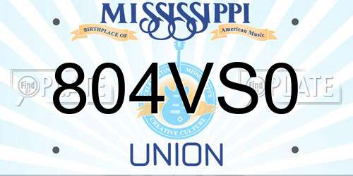 804VS0 Mississippi License Plate
