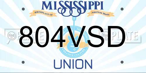 804VSD Mississippi License Plate