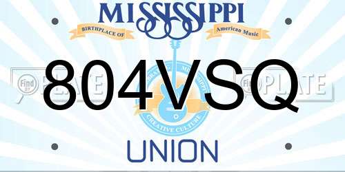 804VSQ Mississippi License Plate