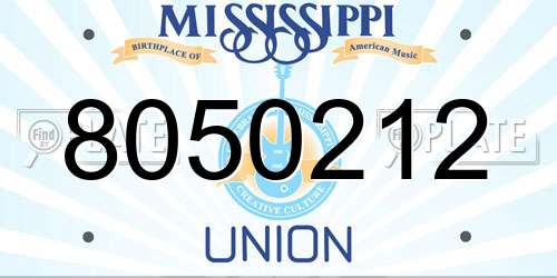 8050212 Mississippi License Plate