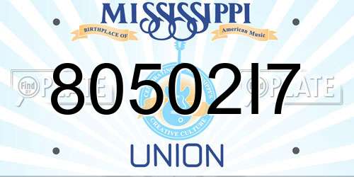 80502I7 Mississippi License Plate