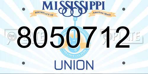 8050712 Mississippi License Plate
