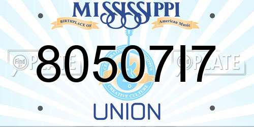 80507I7 Mississippi License Plate