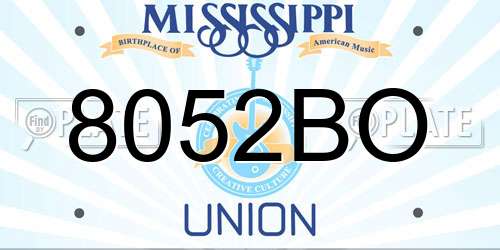 8052BO Mississippi License Plate