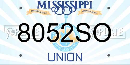 8052SO Mississippi License Plate