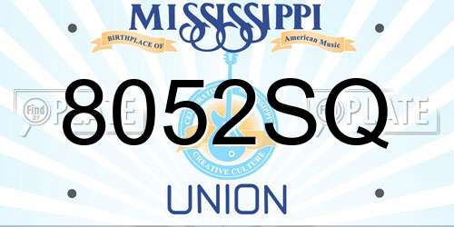 8052SQ Mississippi License Plate