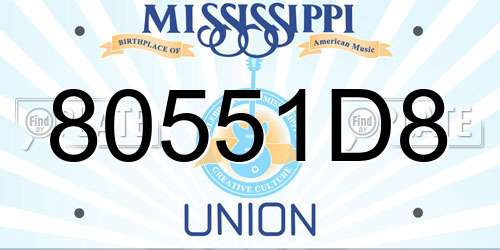 80551D8 Mississippi License Plate