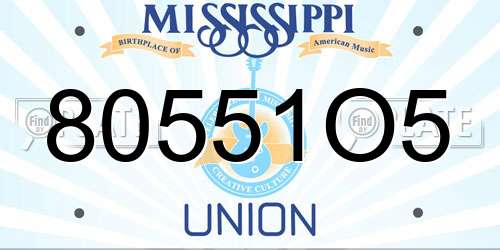 80551O5 Mississippi License Plate