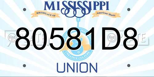 80581D8 Mississippi License Plate