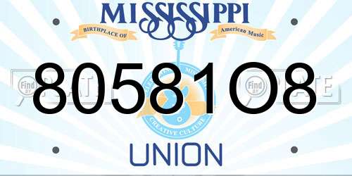 80581O8 Mississippi License Plate