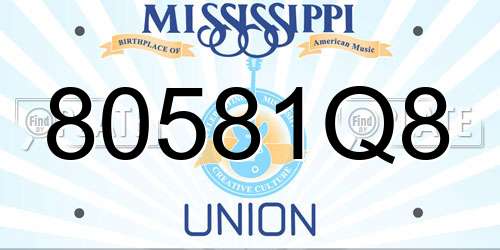 80581Q8 Mississippi License Plate