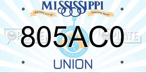 805AC0 Mississippi License Plate