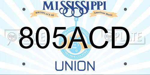 805ACD Mississippi License Plate