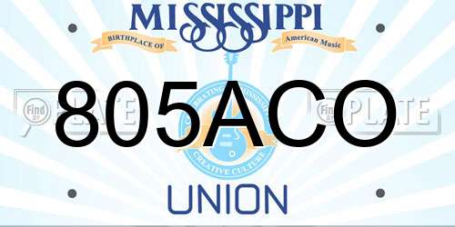 805ACO Mississippi License Plate