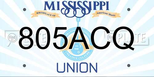805ACQ Mississippi License Plate