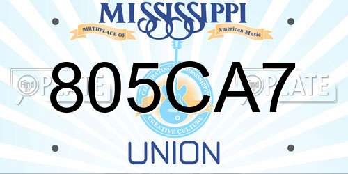 805CA7 Mississippi License Plate