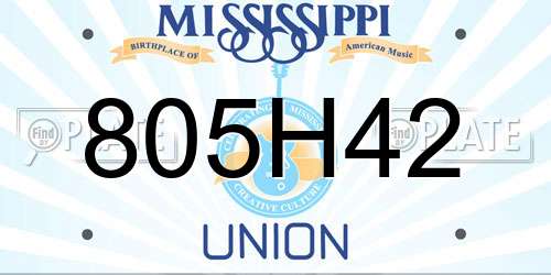 805H42 Mississippi License Plate
