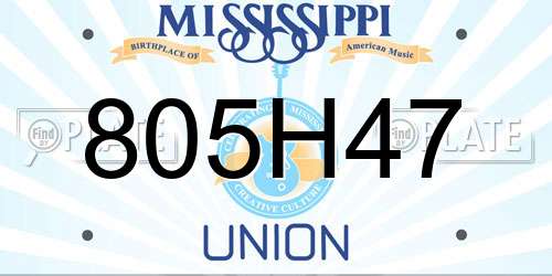 805H47 Mississippi License Plate