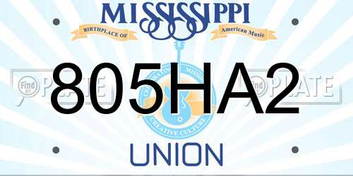 805HA2 Mississippi License Plate