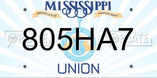 805HA7 Mississippi License Plate