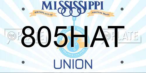 805HAT Mississippi License Plate