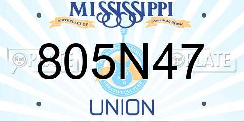 805N47 Mississippi License Plate