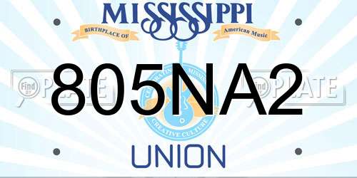 805NA2 Mississippi License Plate