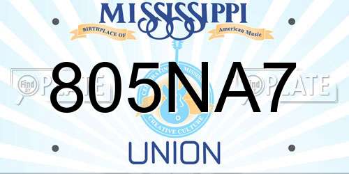 805NA7 Mississippi License Plate