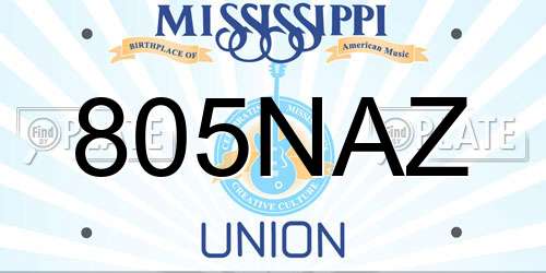 805NAZ Mississippi License Plate
