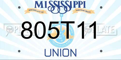 805T11 Mississippi License Plate