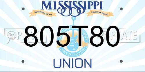 805T80 Mississippi License Plate