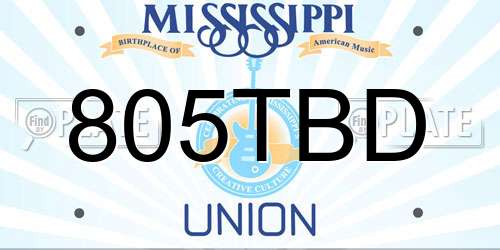 805TBD Mississippi License Plate