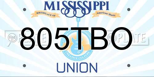 805TBO Mississippi License Plate