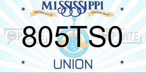 805TS0 Mississippi License Plate