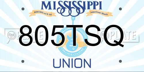 805TSQ Mississippi License Plate