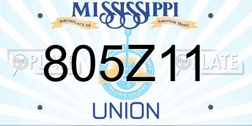 805Z11 Mississippi License Plate