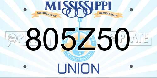 805Z50 Mississippi License Plate