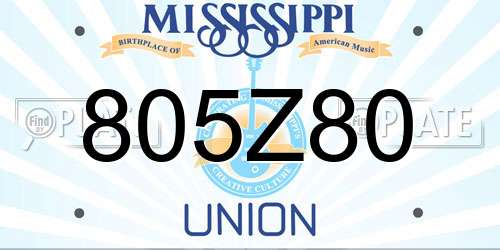 805Z80 Mississippi License Plate