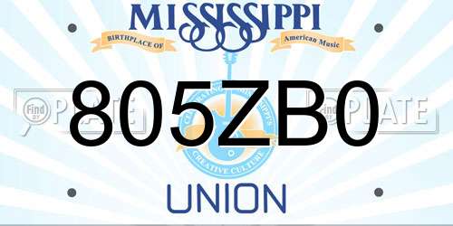 805ZB0 Mississippi License Plate