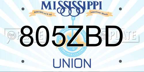 805ZBD Mississippi License Plate