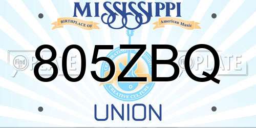 805ZBQ Mississippi License Plate