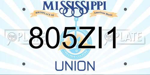 805ZI1 Mississippi License Plate