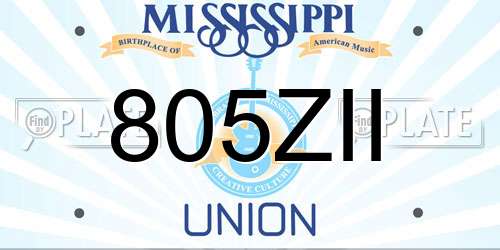 805ZII Mississippi License Plate
